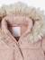 Padded Jacket with Hood & Polar Fleece Lining for Girls anthracite+gold+rosy - vertbaudet enfant 
