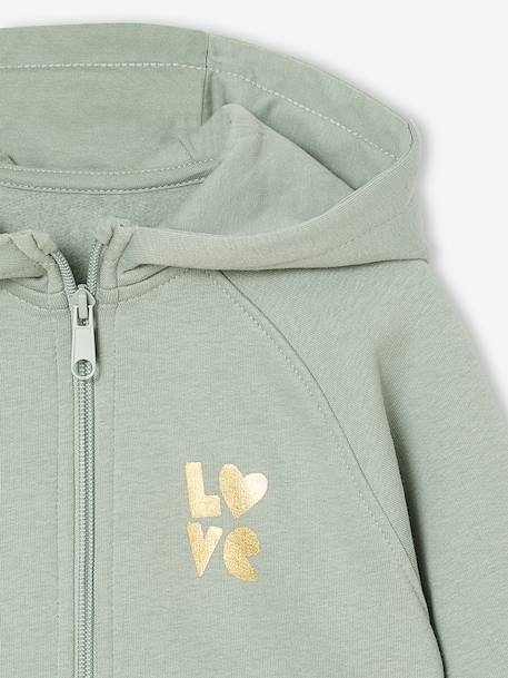 Girls' hooded sports zip-up sweatshirt navy blue+rose+sage green - vertbaudet enfant 