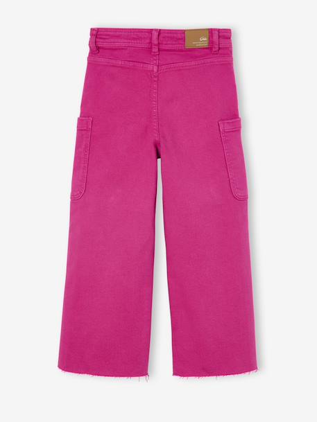 Wide-leg cargo trousers for girls fuchsia - vertbaudet enfant 