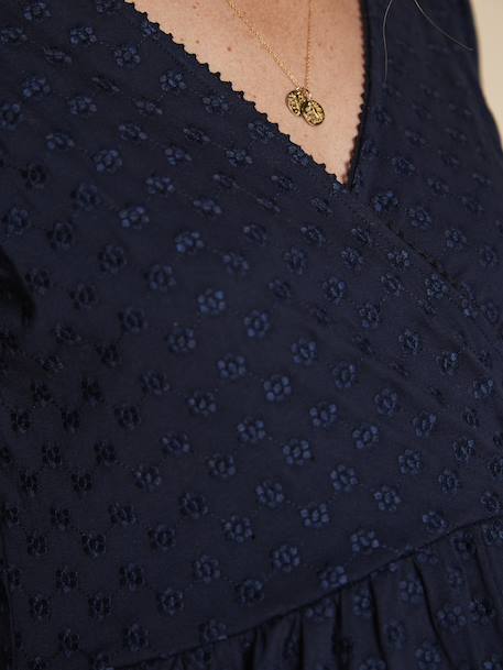 Tee-shirt blouse brodé grossesse et allaitement écru+marine - vertbaudet enfant 