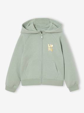 Fille-Pull, gilet, sweat-Sweat-Sweat fille zippé à capuche sport 