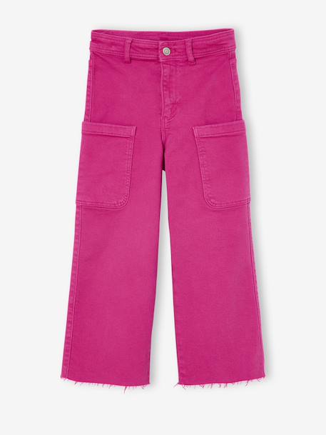 Wide-leg cargo trousers for girls fuchsia - vertbaudet enfant 