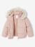 Padded Jacket with Hood & Polar Fleece Lining for Girls anthracite+gold+rosy - vertbaudet enfant 