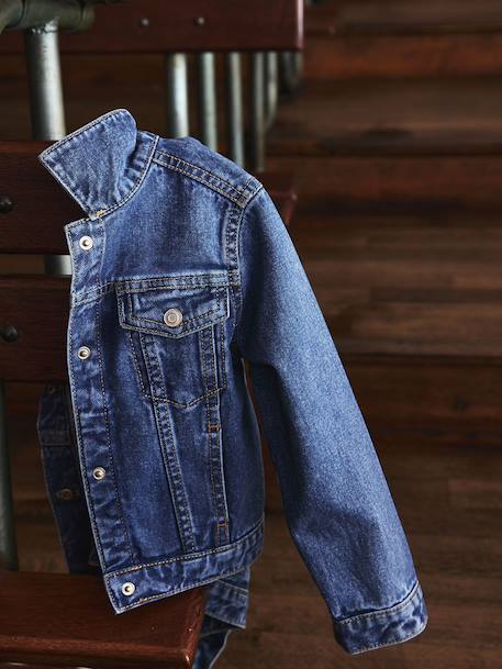 Veste jean fille bleu clair+bleu moyen - vertbaudet enfant 