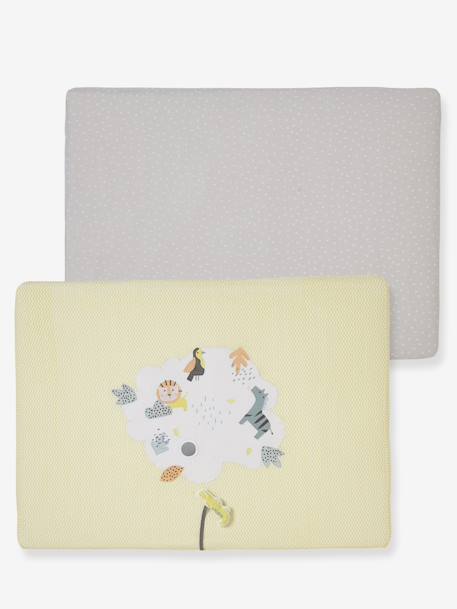 Set of 2 Covers for the Bottom of the Playpen, Jungle Colours Theme Light Blue+White/Print - vertbaudet enfant 