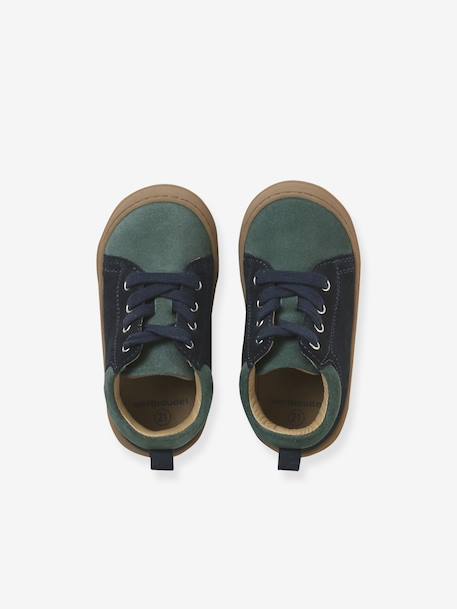 Soft Leather Lace-Up Boots, Designed for First Steps blue+camel+khaki+navy blue+set blue - vertbaudet enfant 