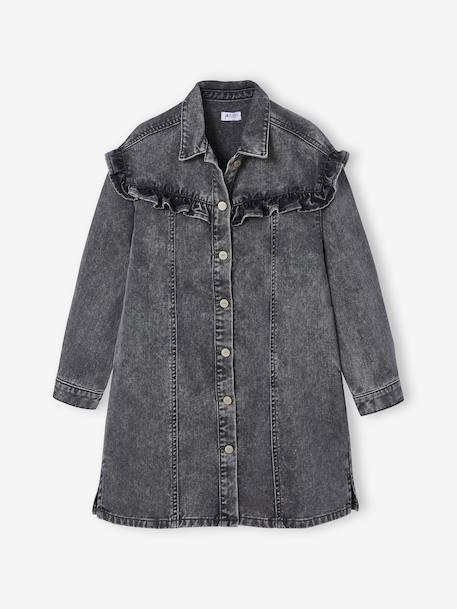 Denim Dress with Frill, JONEN denim grey - vertbaudet enfant 
