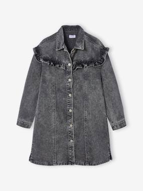 -Robe en jean à volant
