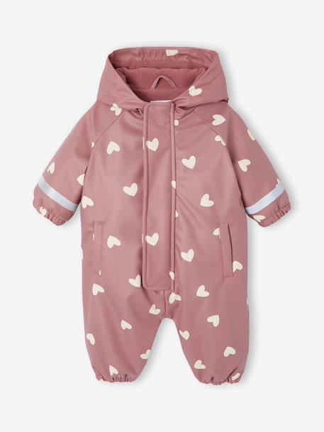 Combinaison de pluie imprimée à capuche bébé doublée polaire vieux rose - vertbaudet enfant 