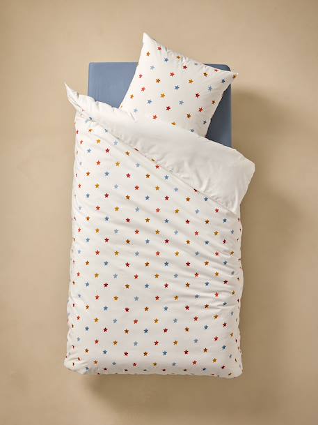 Parure housse de couette + taie d'oreiller enfant MUSIQUE LEXIQUE avec coton recyclé blanc imprimé - vertbaudet enfant 