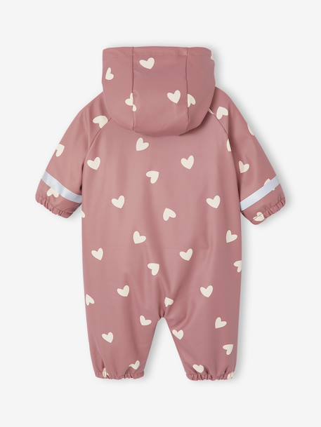 Combinaison de pluie imprimée à capuche bébé doublée polaire vieux rose - vertbaudet enfant 