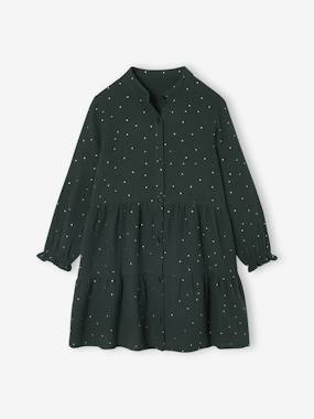 -Robe fille en gaze de coton imprimée pois irisés
