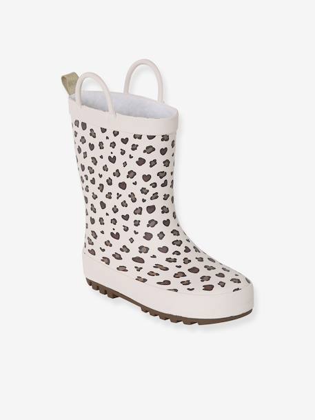 Wellies in Printed Natural Rubber for Children printed beige+printed pink - vertbaudet enfant 