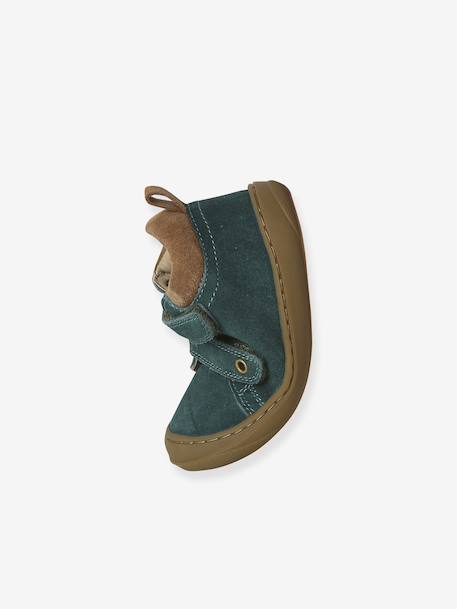 Pair of Soft Leather Boots for Babies, Designed for First Steps beige+blue+brown+chocolate+electric blue+green+ochre+sage green+set beige+set brown+set green - vertbaudet enfant 