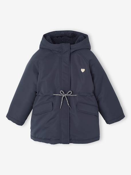 Hooded 3-in-1 Parka + Lightweight Jacket for Girls dusky pink+navy blue - vertbaudet enfant 