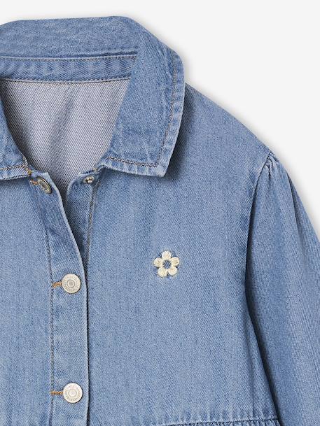 Lightweight Denim Dress for Girls denim grey+medium blue - vertbaudet enfant 