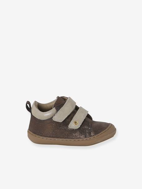 Chaussures premiers pas bébé scratch beige imprimé+bleu imprimé+bois de rose+bronze+lot rose+mauve+or+rose+rose imprimé+rose poudré+turquoise+vert imprimé - vertbaudet enfant 