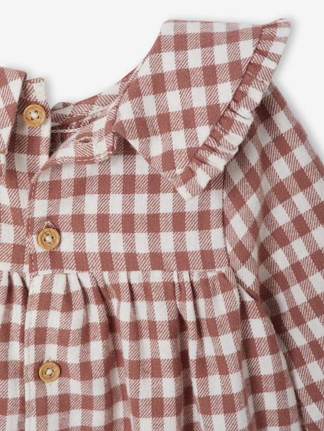 Baby dress in gingham flannel terracotta - vertbaudet enfant 