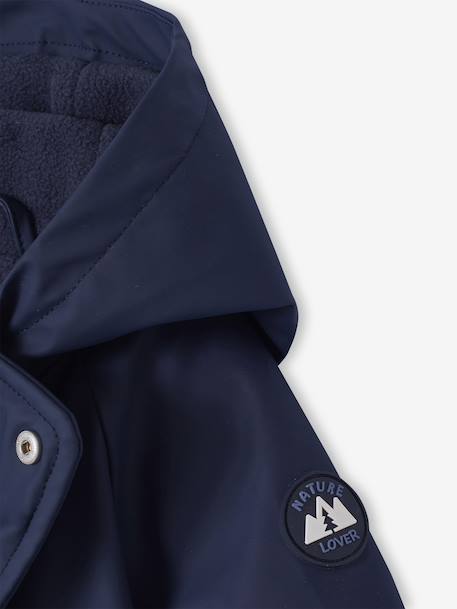 Water-Repellent Pramsuit with Hood, Lined in Polar Fleece, for Babies night blue+sage green - vertbaudet enfant 