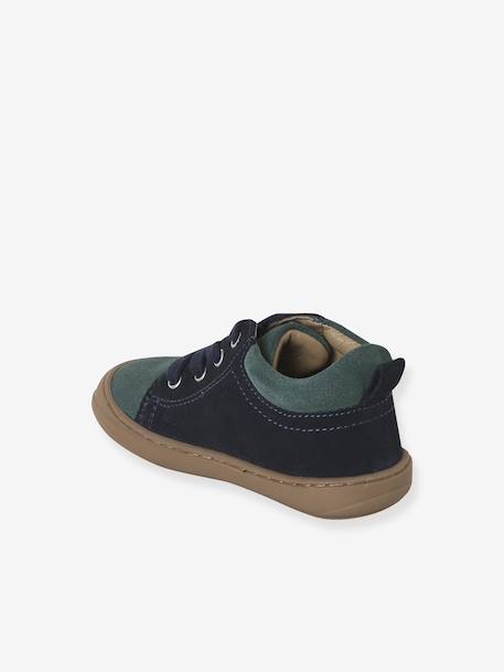 Soft Leather Lace-Up Boots, Designed for First Steps blue+camel+khaki+navy blue+set blue - vertbaudet enfant 