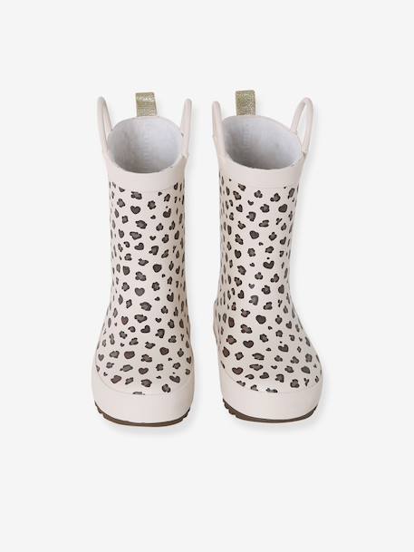 Wellies in Printed Natural Rubber for Children printed beige+printed pink - vertbaudet enfant 