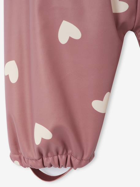 Combinaison de pluie imprimée à capuche bébé doublée polaire vieux rose - vertbaudet enfant 