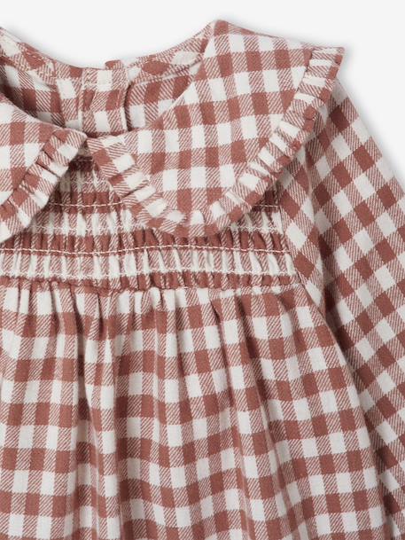Baby dress in gingham flannel terracotta - vertbaudet enfant 
