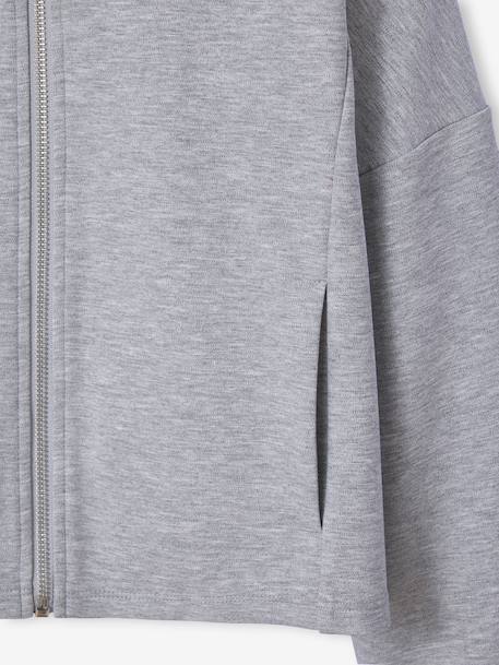 Zip-Up Hooded Sweatshirt for Girls, JONEN marl grey - vertbaudet enfant 