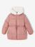 Long Hooded Padded Jacket for Girls khaki+old rose - vertbaudet enfant 