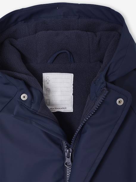 Water-Repellent Pramsuit with Hood, Lined in Polar Fleece, for Babies night blue+sage green - vertbaudet enfant 