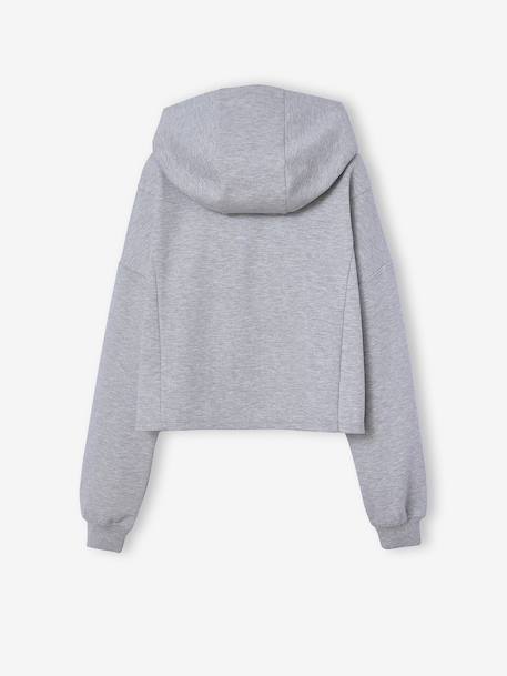 Zip-Up Hooded Sweatshirt for Girls, JONEN marl grey - vertbaudet enfant 
