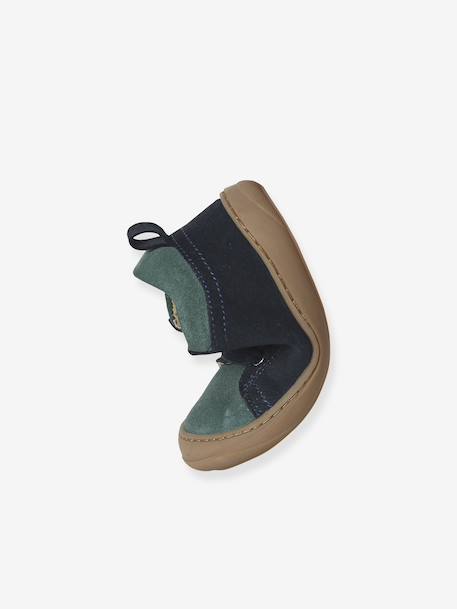 Soft Leather Lace-Up Boots, Designed for First Steps blue+camel+khaki+navy blue+set blue - vertbaudet enfant 