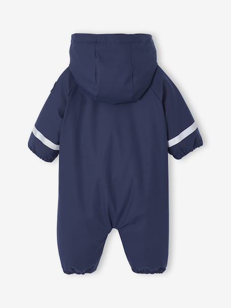 Water-Repellent Pramsuit with Hood, Lined in Polar Fleece, for Babies night blue+sage green - vertbaudet enfant 