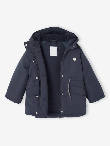 Hooded 3-in-1 Parka + Lightweight Jacket for Girls dusky pink+navy blue - vertbaudet enfant 