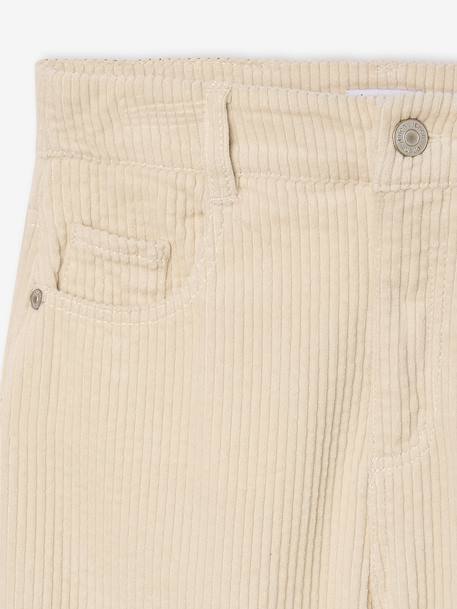 Pantalon large en velours côtelé fille anthracite+écru - vertbaudet enfant 