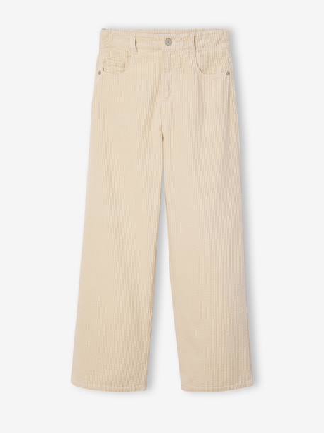 Wide-Leg Corduroy Trousers for Girls, JONEN anthracite+ecru - vertbaudet enfant 