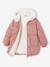 Long Hooded Padded Jacket for Girls khaki+old rose - vertbaudet enfant 