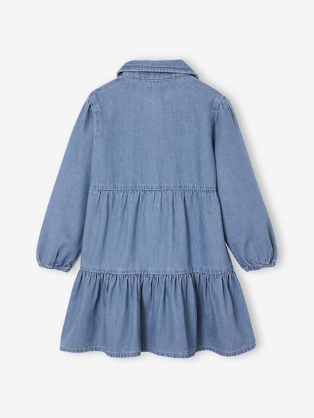 Lightweight Denim Dress for Girls denim grey+medium blue - vertbaudet enfant 