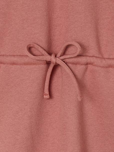 Fleece Dress with Macramé Collar for Girls dusky pink+slate grey - vertbaudet enfant 