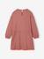 Fleece Dress with Macramé Collar for Girls dusky pink+slate grey - vertbaudet enfant 