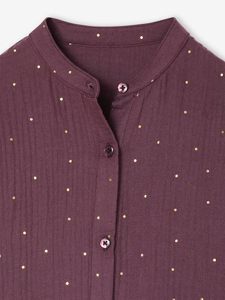Polka Dot Dress in Cotton Gauze for Girls fir green+plum+sage green - vertbaudet enfant 