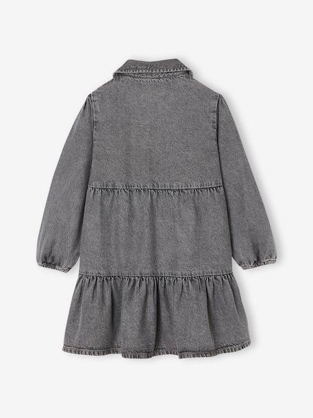 Lightweight Denim Dress for Girls denim grey+medium blue - vertbaudet enfant 