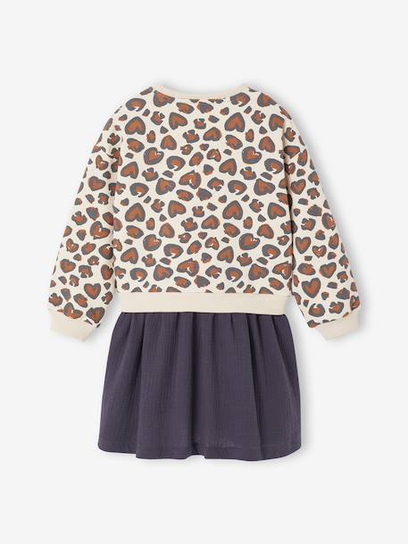 2-in-1-Effect Dress in Dual Fabric anthracite+navy blue - vertbaudet enfant 