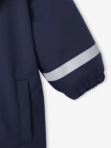 Water-Repellent Pramsuit with Hood, Lined in Polar Fleece, for Babies night blue+sage green - vertbaudet enfant 