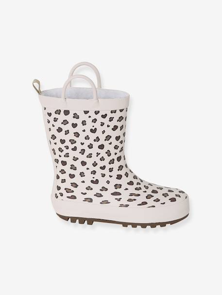 Wellies in Printed Natural Rubber for Children printed beige+printed pink - vertbaudet enfant 