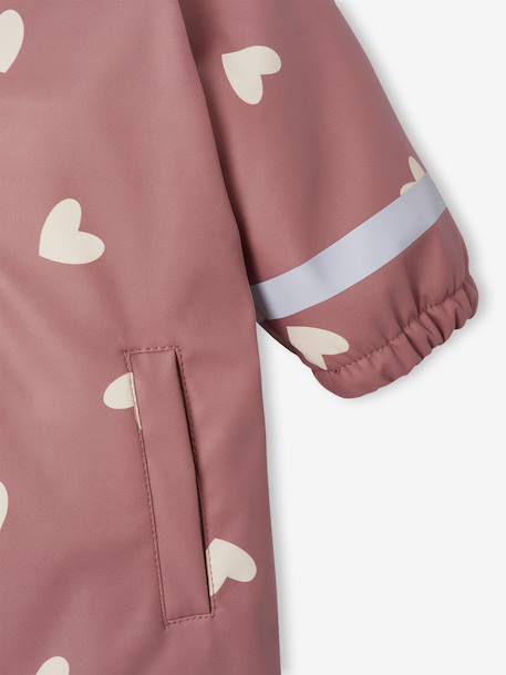 Combinaison de pluie imprimée à capuche bébé doublée polaire vieux rose - vertbaudet enfant 