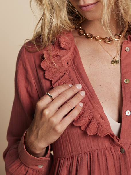 Robe de grossesse et allaitement en gaze de coton terracotta - vertbaudet enfant 
