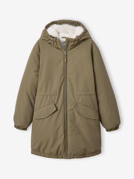 Hooded Parka for Girls, JONEN khaki - vertbaudet enfant 