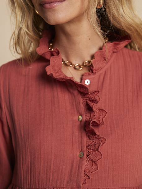 Cotton gauze nursing clothes dress by ENVIE DE FRAISE terracotta - vertbaudet enfant 