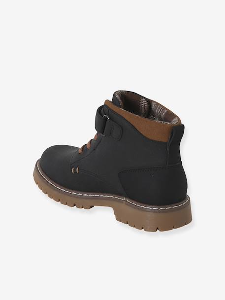 Boys' synthetic boots with hook and loop fasteners black - vertbaudet enfant 